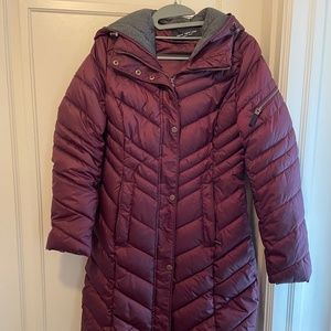 Andrew Marc Long Puffer Coat (Cranberry/Mauve)
